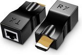 Viatel HDMI Male naar RJ45 Extender Adapter Ontvanger (Receiver + Transmitter)|Cat-5e/6 Kabel| 4K Tot 30M|Premium Kwaliteit|Zwart