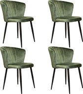 Starrydays® Milan Velvet Eetkamerstoel – Eetkamerstoelen Set van 4 – Velvet Stoel – Groen - Eetkamerset