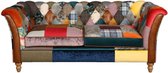 Chesterfield 3 zits bank Multicolor Patchwork Harris Tweed stof / leer