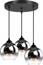 Hanglamp Industrieel voor Woonkamer, Eetkamer -  Smoking Glas - 3-lichts - Smoke Glas - 3 bollen - Rookglas