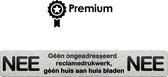 Luxe Nee Nee sticker brievenbus - Rvs kleur - Luxe - 17.5 x 2.7 cm - Aluminium - Brievenbus sticker - Geen reclame sticker