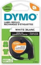 DYMO LetraTag originel opstrijkbare textiellabels | 12 mm x 2 m rol | Zwart afdrukken op witte etiketten | Strijkband voor LetraTag labelprinters