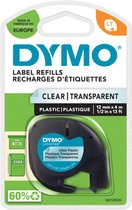 DYMO LetraTag originele plastic labels | Zwart afdrukken op transparante etiketten | 12 mm x 4 m | Zelfklevende multifunctionele labels voor LetraTag labelprinters | gemaakt in Europa