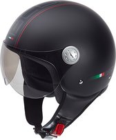 BEON DESIGN Mat Zwarte Jethelm met vizier - Scooterhelm, Snorfiets helm - M