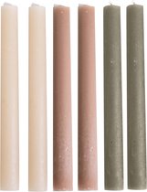 Gusta Dinerkaarsen Essence - 20cm - Wit/Beige/groen - Set 6 Stuks