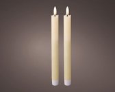 Lumineo LED dinerkaars - creme wit - 24 cm - set van 2 -  Vlam effect met flikkerende vlam - Woondecoratie - Tafeldecoratie -Elektrische kaarsen - warm wit - 6 uur timer - voor binnen - op batterijen