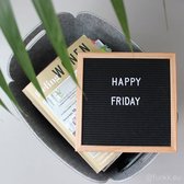 Letterbord - letterboard S - 25 x 25 cm - zwart - eiken - vilt - letters - cijfers - Inclusief 290 nummers en letters