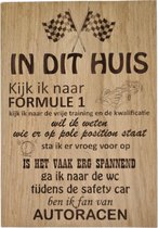 Formule 1 wandbord, Max Verstappen, FIA race (beuken/eikenhout) kan gepersonaliseerd worden.