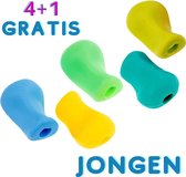 Glim® Potloodgrip 4+1 Gratis - Potlood verdikker - Pencil grip - Penverdikking soft - voor kinderen - Linkshandig en rechts - Jongen