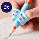 QBIX Driepunts Potloodgrip Schrijfhulpstuk voor kinderen - 3 stuks - 3 kleuren