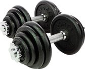 RS Sports Dumbellset - Halterset met gewichten - Totaal 30 kg - 2 stangen - zwart
