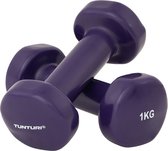 Tunturi Dumbbell set - 2 x 1,0 kg - Vinyl - Paars - Incl. gratis fitness app