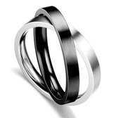 Ocean of Motion - Anxiety Ring - Stress Ring - Fidget Ring - Spinner Ring - Dubbele ring - Zwart/Zilver Kleur - Overprikkeld Brein - Worry Ring - RVS - Ringmaat 60/19.00 mm - Dames - Heren