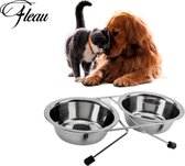 Fleau Voerbak Hond en Kat - RVS - Met Standaard - Drinkbak/Eetbak - Hondenbak - Hondenvoerbak