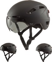 GOOFF® PILOT 3 in 1 Snorscooterhelm met afneembaar vizier - matzwart - lichtgewicht snorfiets helm - NTA gecertificeerd speed pedelec helm - geschikt voor blauw kenteken snorscooter en snorfiets - maat L - voor vrouwen en mannen