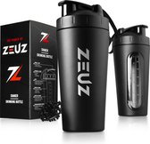 ZEUZ® Premium RVS Shakebeker – Proteïne Shaker – Shake Beker - BPA Vrij – 700 ml - Mat Zwart