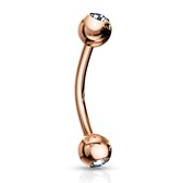 gebogen piercing rose gold plated