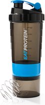EatProtein Shakerfles (500ml/17oz Capaciteit) BPA vrij materiaal - 2x uitneembare poeder opslag containers - Shakerbeker - Proteïne Shaker