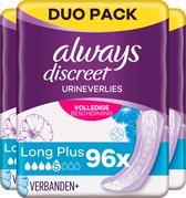 Always Discreet Incontinentieverbanden voor Urineverlies - Maat Long Plus - 96 stuks - Voordeelverpakking