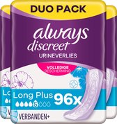 Always Discreet Incontinentieverbanden voor Urineverlies - Maat Long Plus - 96 stuks - Voordeelverpakking