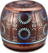 Aroma Diffuser met Verlichting - Verstuiver voor Etherische Olie - Geurverspreider - Vernevelaar - Brons Metaal - 500ML