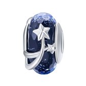 Ster hemel ronde glas bedel | glas bead | bedels beads cadeau | Zilverana | geschikt voor Biagi , Pandora , Trollbeads armband | 925 zilver