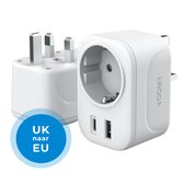 Voomy Reisstekker Engeland/UK - Wereldstekker Type G - USB-C & USB-A - Wit