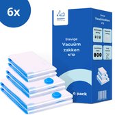 Sealos - 6 Pack Vacuumzakken voor kleding en dekbedden - Verschillende maten - 2x Small - 2x Medium - 2x Large - Herbruikbare opbergzakken - Transparant - Vacuumeerzakken textiel