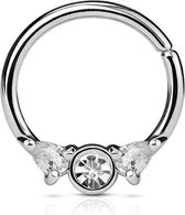 Helix piercing hoop ring witte CZ steen