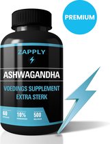 Zapply Ashwagandha Premium - Focus Supplement- Vermindert stress - Concentratie pillen- 60 Capsules