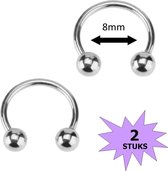 Fako Bijoux® - Circular Barbell Piercing - Hoefijzer 8mm - Zilverkleurig - 2 Stuks