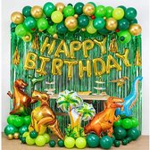 Dino Versiering Verjaardag - XXL Dino Ballon Set Groot- Dinosaurus Versiering - 65 items - Verjaardag Versiering - Happy Birthday Ballonnen - Fienosa