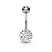 Navelpiercing austrian crystal wit