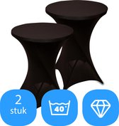 Statafelrok Zwart x 2 – ∅80-85 x 110 cm – Statafelhoes Stretch 2 Stuks – Tafelhoezen voor Statafel Sta Tafel Hoes | Staantafelhoes - Geschikt voor Horeca Evenementen | Cocktailparty | Trouwerij