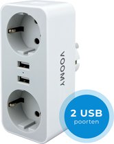 Voomy Verdeelstekker 2 Voudig - Stopcontact Splitter - 2 USB Poorten - Wit