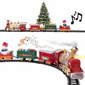 Cheqo® Kersttrein met Licht en Geluid - Kerstdecoratie - Treinset - Trein met Sneeuwpop