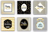 Verjaardagskaarten - Set van 6 x gevouwen verjaardagskaart - 14 cm x 14 cm - Inclusief envelop