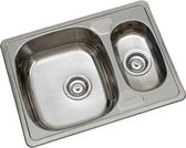 Culinorm Spoelbak Keuken - 1,5 opbouw spoelbak - Dubbele Gootsteen - RVS - 63x47 cm