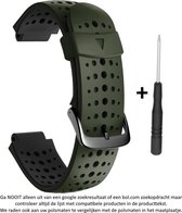 Zwart Groen siliconen sporthorlogebandje voor de Garmin Forerunner 220, 230, 235, 620, 630, 735XT, Approach S20, S5 & S6 – Maat: zie maatfoto - horlogeband - polsband - strap - siliconen - rubber