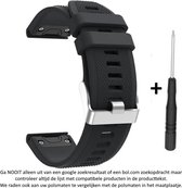 Zwart Siliconen sporthorlogebandje voor 22mm Garmin Fenix 5 (& 5 Plus & Sapphire) / Garmin Forerunner 935/945 / Garmin Quatix 5 (&5 Sapphire) / Fenix 6 (&6 Plus) / Approach S60 & S62, verschillende MARQ devices en D2 Delta – Maat: zie foto