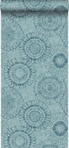 ESTAhome behang bloemen aqua groen - 148325 - 53 x 1005 cm