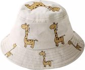 Zonnehoed Kind - Peuter hoedje met giraffe - Zonnehoedje 25cm - Beige - One Size